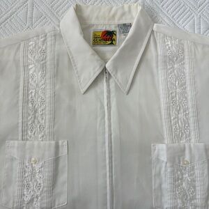 The Genuine Haband Guayabera Men’s Full Zip Four Pocket Shirt White Size 2X